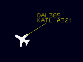 A Ground Target and Data Block with a correlated flight plan