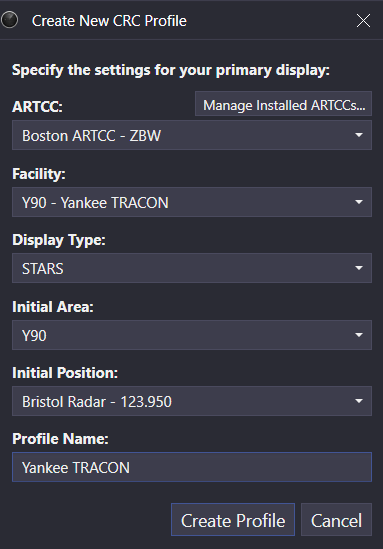 Creating a new profile