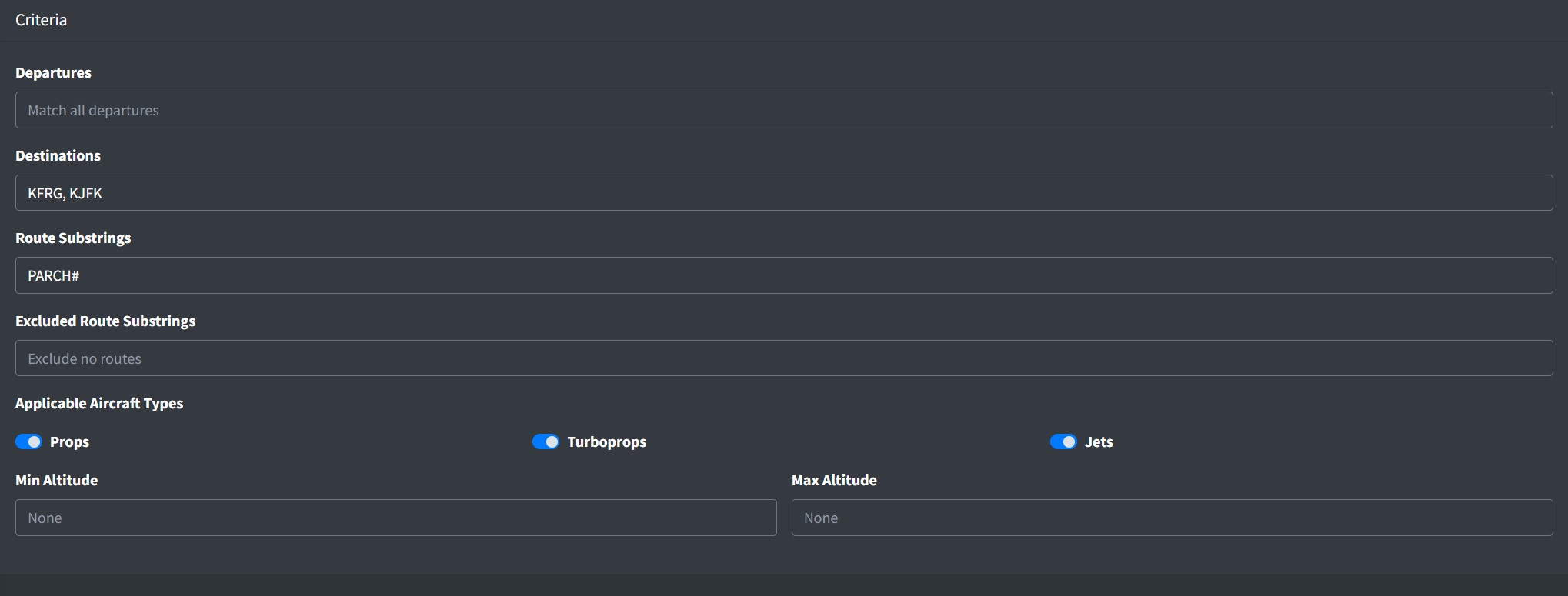 Auto ATC rule criteria
