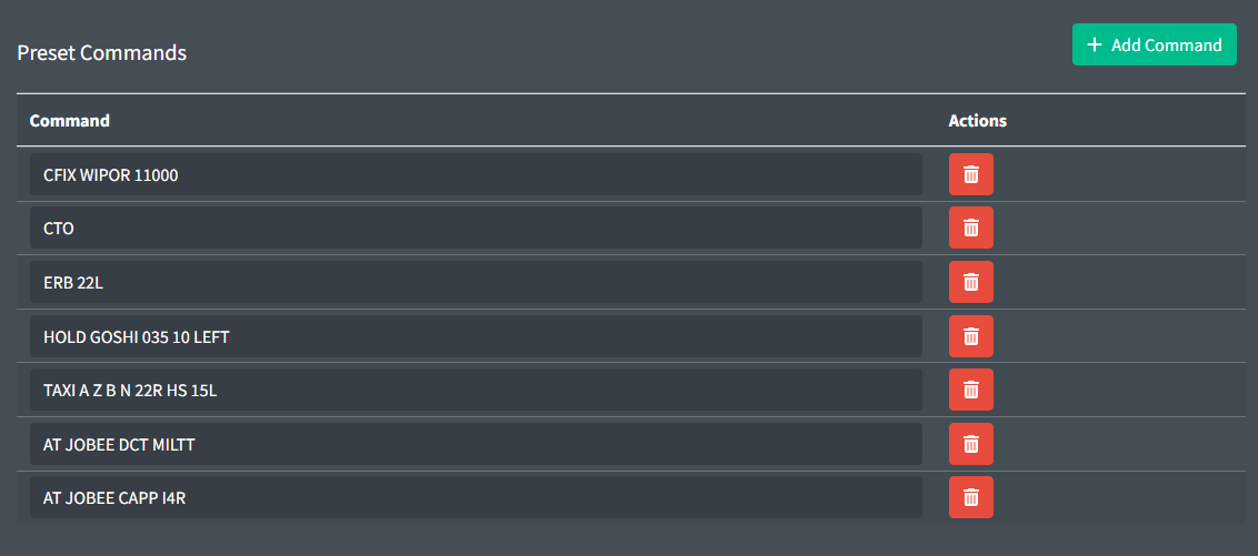 Preset Commands
