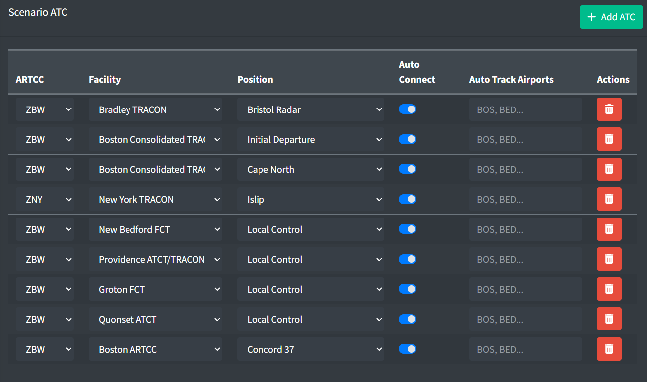 Scenario ATC Configuration