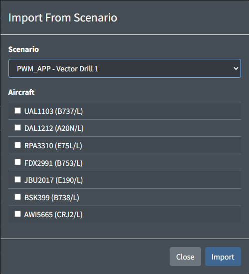 Import Aircraft from Scenario